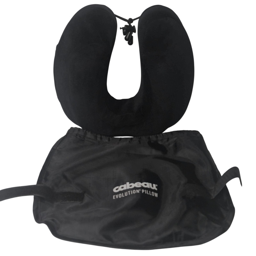 Cabeau Evolution Travel Pillow Memory Foam Neck Support Velour Black w/Bag NICE!